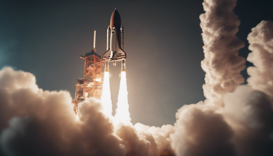 digital artwork rocket lifting off
