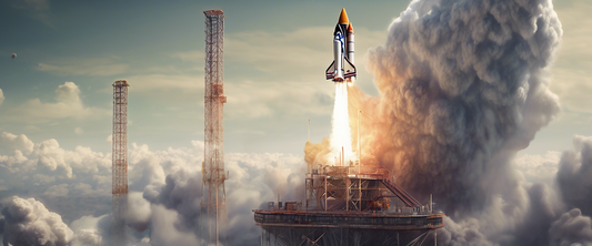 digital artwork rocket lifting off