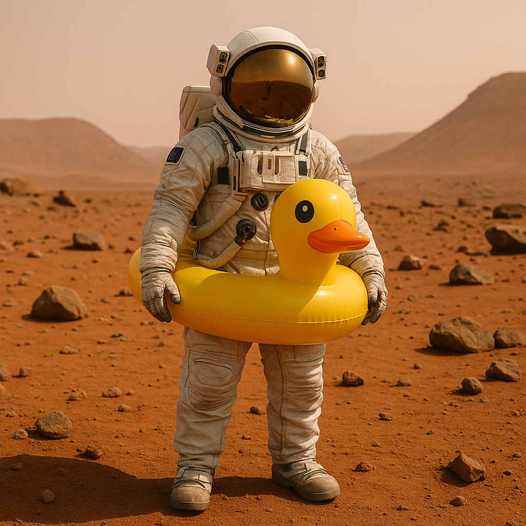 SPACE MAN IN RUBBER DUCK ART WORK