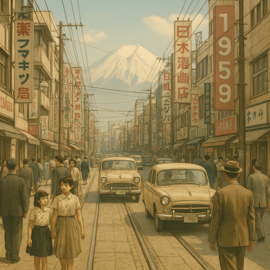 captures the essence of urban life in 1959 ARTWORK