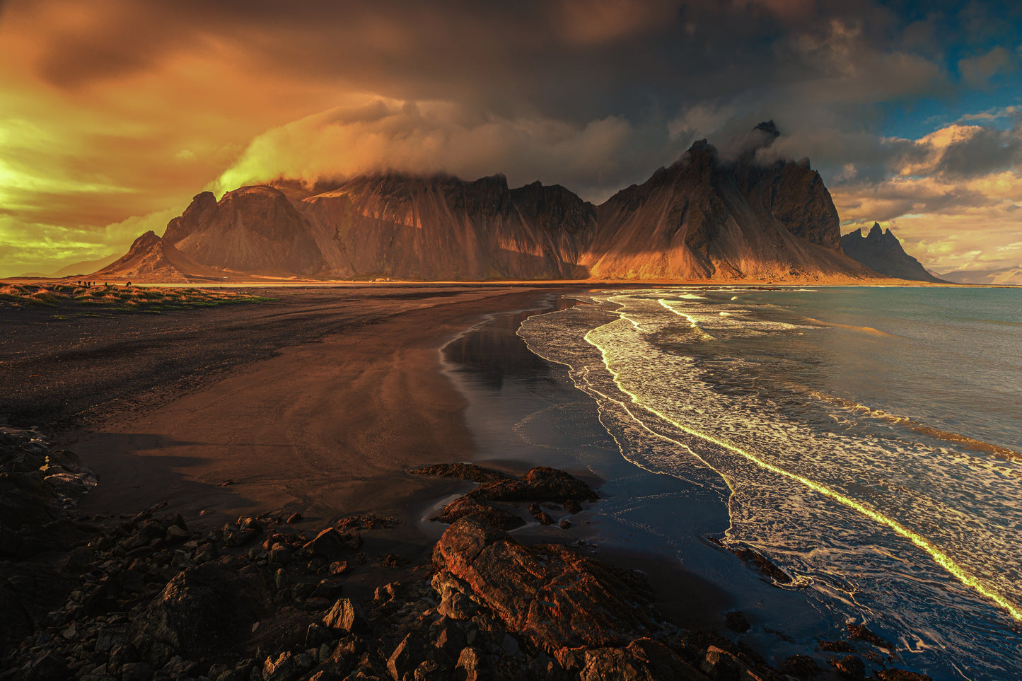 serene beauty of majestic mountains meeting the tranquil seafront in